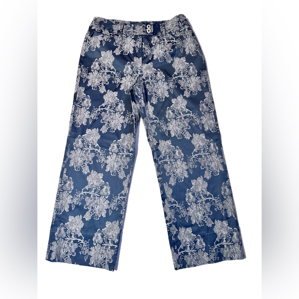 Peck & Peck Collection Satin-Like Cotten Blend Floral Pants Womens Size 8